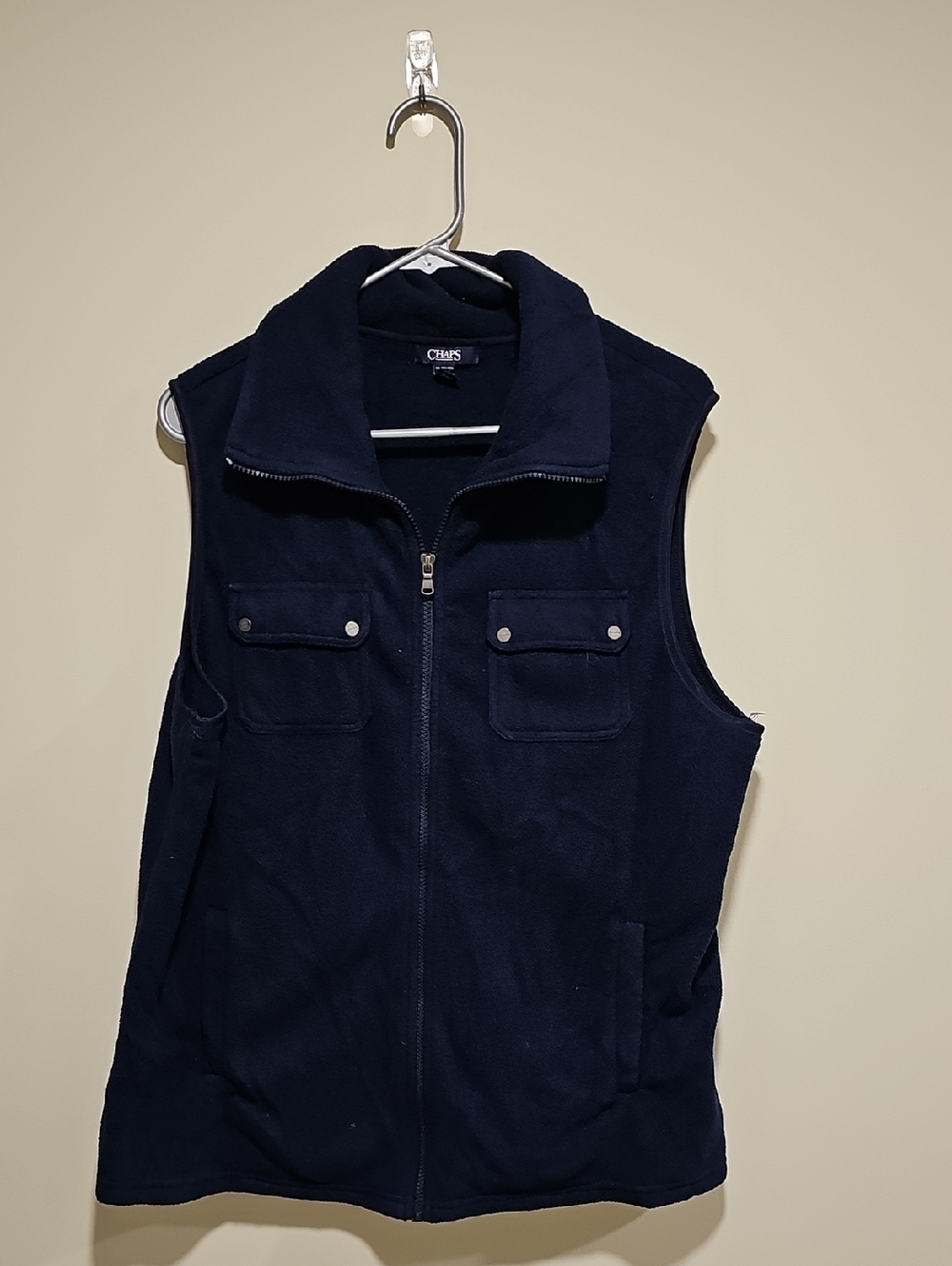 Chaps Dark Blue Sleeveless Fleece Zip-Up Vest